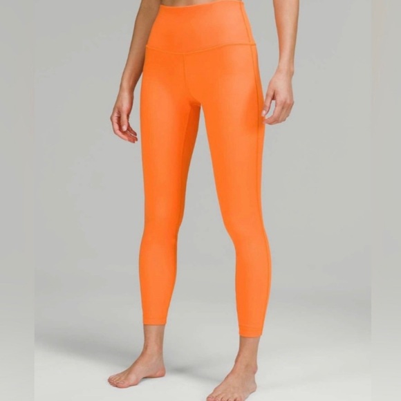 lululemon athletica Pants - Lululemon Athletica wonder under Orange Leggings 25” inseam